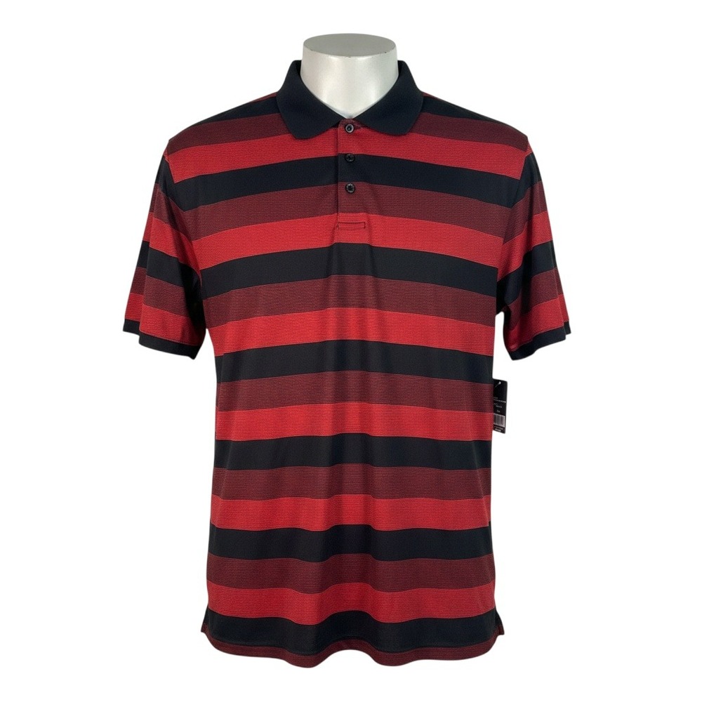 NWT Galaxy By Harvic Polo Shirt Mens 3XL Red‎ Black Striped MSPX-6022BK/RD New